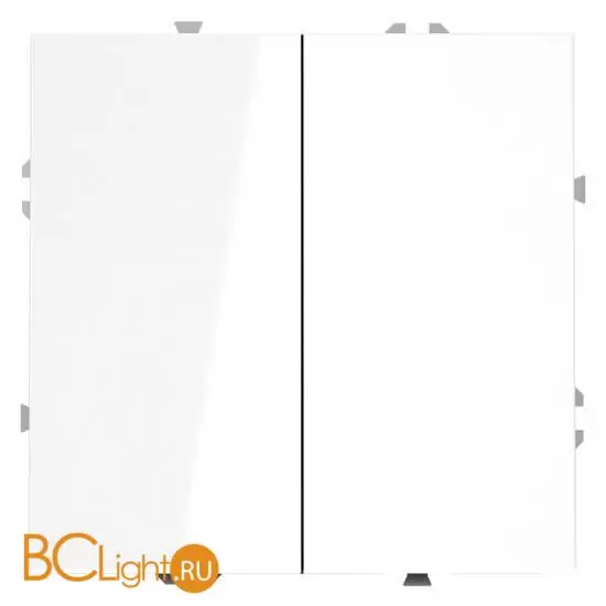 Выключатель с самовозвратом встраиваемый VOLTUM S70 двухклавишный 10А, (белый глянцевый) VLS020601