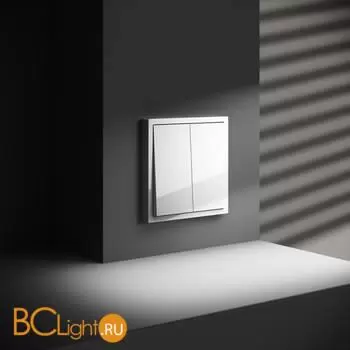 Выключатель с самовозвратом встраиваемый VOLTUM S70 двухклавишный 10А, (белый глянцевый) VLS020601 - Фото 4