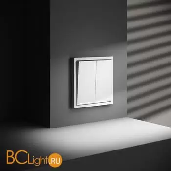 Проходной переключатель встраиваемый VOLTUM S70 двухклавишный с подсветкой 10А, (белый матовый) VLS020402 - Фото 4