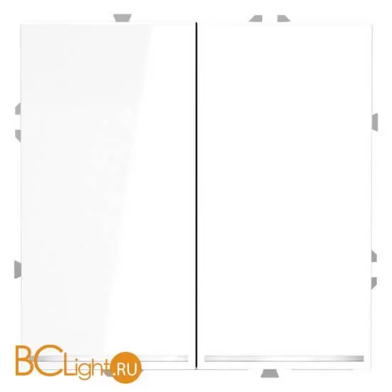 Проходной переключатель встраиваемый VOLTUM S70 двухклавишный с подсветкой 10А, (белый глянцевый) VLS020401