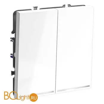 Проходной переключатель встраиваемый VOLTUM S70 двухклавишный с подсветкой 10А, (белый глянцевый) VLS020401 - Фото 1