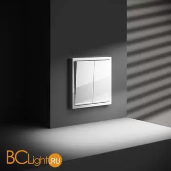 Проходной переключатель встраиваемый VOLTUM S70 двухклавишный с подсветкой 10А, (белый глянцевый) VLS020401 - Фото 4