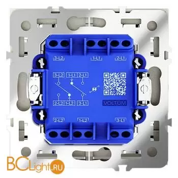 Проходной переключатель встраиваемый VOLTUM S70 двухклавишный с подсветкой 10А, (сталь) VLS020405 - Фото 2