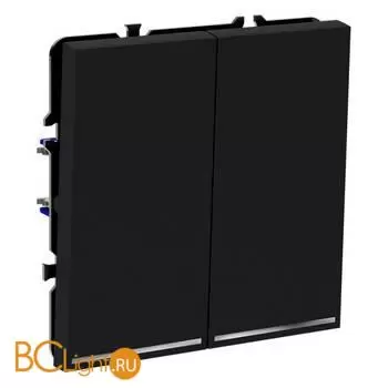 Проходной переключатель встраиваемый VOLTUM S70 двухклавишный с подсветкой 10А, (графит) VLS020407 - Фото 1