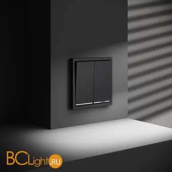 Проходной переключатель встраиваемый VOLTUM S70 двухклавишный с подсветкой 10А, (графит) VLS020407 - Фото 3