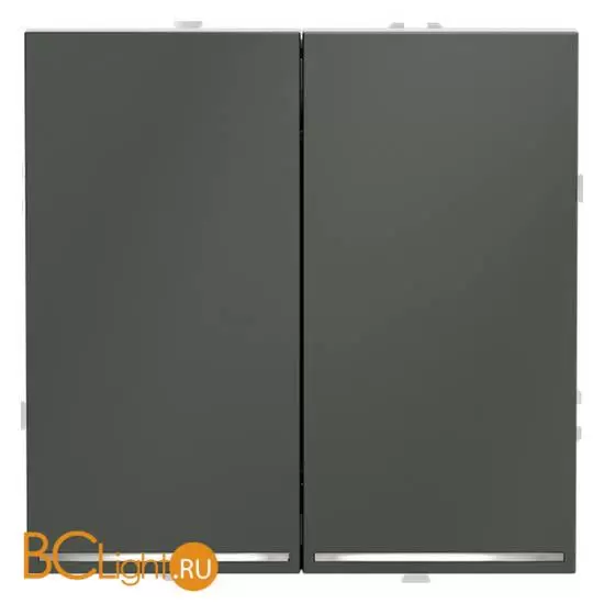 Проходной переключатель встраиваемый VOLTUM S70 двухклавишный с подсветкой 10А, (титан) VLS020406