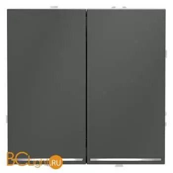 Проходной переключатель встраиваемый VOLTUM S70 двухклавишный с подсветкой 10А, (титан) VLS020406