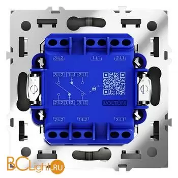 Проходной переключатель встраиваемый VOLTUM S70 двухклавишный с подсветкой 10А, (титан) VLS020406 - Фото 2