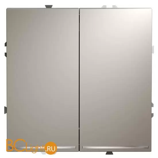 Проходной переключатель встраиваемый VOLTUM S70 двухклавишный с подсветкой 10А, (кашемир) VLS020403