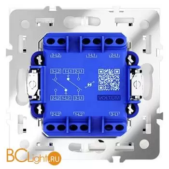 Проходной переключатель встраиваемый VOLTUM S70 двухклавишный с подсветкой 10А, (кашемир) VLS020403 - Фото 2