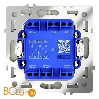 Проходной переключатель встраиваемый VOLTUM S70 двухклавишный 10А, (сталь) VLS020305 - Фото 2