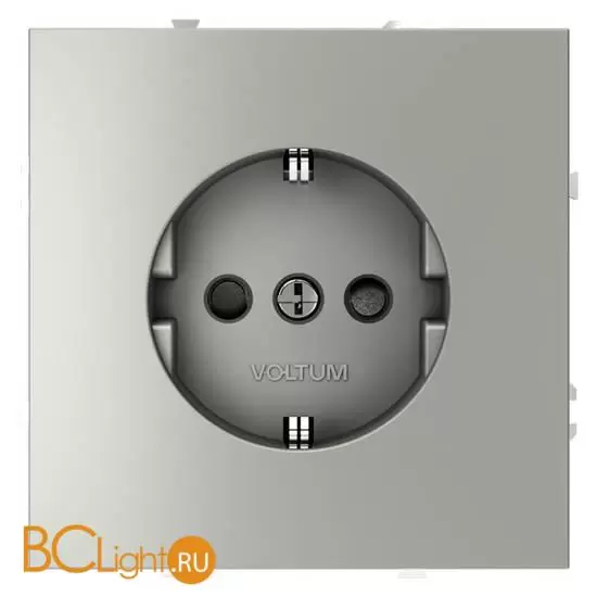 Розетка встраиваемая VOLTUM S70 с заземлением и защитными шторками, 16А, (сталь) VLS040205