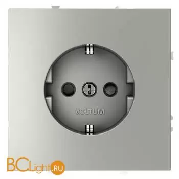 Розетка встраиваемая VOLTUM S70 с заземлением и защитными шторками, 16А, (сталь) VLS040205