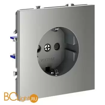 Розетка встраиваемая VOLTUM S70 с заземлением и защитными шторками, 16А, (сталь) VLS040205 - Фото 2