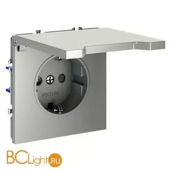 Розетка встраиваемая VOLTUM S70 с заземлением, защитными шторками и крышкой 16А, (сталь) VLS040305 - Фото 1