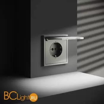 Розетка встраиваемая VOLTUM S70 с заземлением, защитными шторками и крышкой 16А, (сталь) VLS040305 - Фото 4