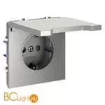 Розетка встраиваемая VOLTUM S70 с заземлением, защитными шторками и крышкой 16А, (сталь) VLS040305 - Фото 1