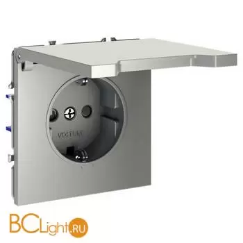 Розетка встраиваемая VOLTUM S70 с заземлением, защитными шторками и крышкой 16А, (шелк) VLS040304 - Фото 1