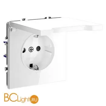 Розетка встраиваемая VOLTUM S70 с заземлением, защитными шторками и крышкой 16А, (белый глянцевый) VLS040301 - Фото 2