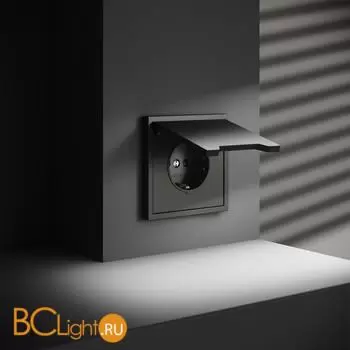 Розетка встраиваемая VOLTUM S70 с заземлением, защитными шторками и крышкой 16А, (титан) VLS040306 - Фото 1