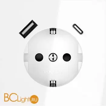 Розетка встраиваемая VOLTUM S70 с заземлением и защитными шторками, 16А, с USB, A+С, (белый глянцевы) VLS040501 - Фото 1
