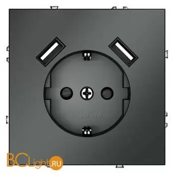 Розетка встраиваемая VOLTUM S70 с заземлением и защитными шторками, 16А, с USB, A+A, (титан) VLS040406