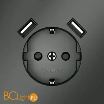 Розетка встраиваемая VOLTUM S70 с заземлением и защитными шторками, 16А, с USB, A+A, (титан) VLS040406 - Фото 0