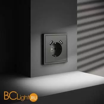 Розетка встраиваемая VOLTUM S70 с заземлением и защитными шторками, 16А, с USB, A+A, (титан) VLS040406 - Фото 4