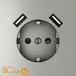 Розетка встраиваемая VOLTUM S70 с заземлением и защитными шторками, 16А, с USB, A+A, (сталь) VLS040405 - Фото 0