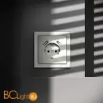 Розетка встраиваемая VOLTUM S70 с заземлением и защитными шторками, 16А, с USB, A+A, (сталь) VLS040405 - Фото 3