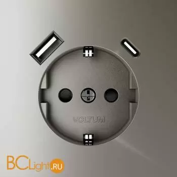 Розетка встраиваемая VOLTUM S70 с заземлением и защитными шторками, 16А, с USB, A+С, (шелк) VLS040504 - Фото 1