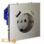 Розетка встраиваемая VOLTUM S70 с заземлением и защитными шторками, 16А, с USB, A+С, (шелк) VLS040504 - Фото 0