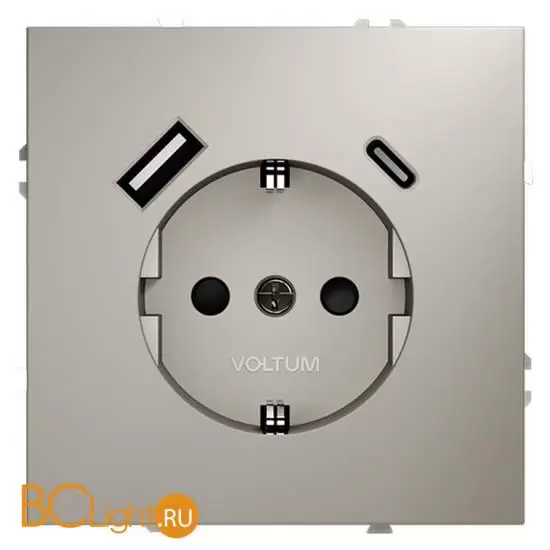Розетка встраиваемая VOLTUM S70 с заземлением и защитными шторками, 16А, с USB, A+С, (кашемир) VLS040503