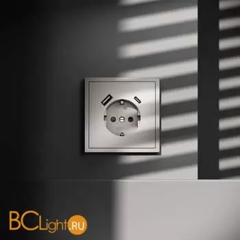 Розетка встраиваемая VOLTUM S70 с заземлением и защитными шторками, 16А, с USB, A+С, (кашемир) VLS040503 - Фото 3