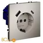 Розетка встраиваемая VOLTUM S70 с заземлением и защитными шторками, 16А, с USB, A+С, (кашемир) VLS040503 - Фото 1