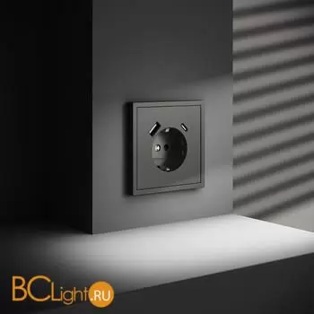 Розетка встраиваемая VOLTUM S70 с заземлением и защитными шторками, 16А, с USB, A+С, (титан) VLS040506 - Фото 4