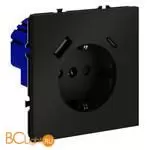 Розетка встраиваемая VOLTUM S70 с заземлением и защитными шторками, 16А, с USB, A+С, (черный матовый) VLS040508 - Фото 1