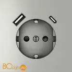 Розетка встраиваемая VOLTUM S70 с заземлением и защитными шторками, 16А, с USB, A+С, (сталь) VLS040505 - Фото 0