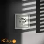 Розетка встраиваемая VOLTUM S70 с заземлением и защитными шторками, 16А, с USB, A+С, (сталь) VLS040505 - Фото 3