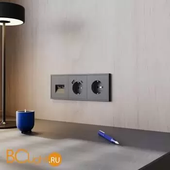 Розетка встраиваемая VOLTUM S70 с заземлением и защитными шторками, 16А, с USB, A+С, (графит) VLS040507 - Фото 5