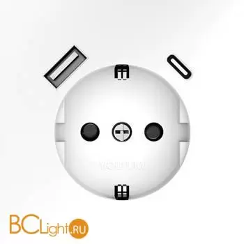 Розетка встраиваемая VOLTUM S70 с заземлением и защитными шторками, 16А, с USB, A+С, (белый матовый) VLS040502 - Фото 1