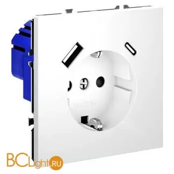 Розетка встраиваемая VOLTUM S70 с заземлением и защитными шторками, 16А, с USB, A+С, (белый матовый) VLS040502 - Фото 2