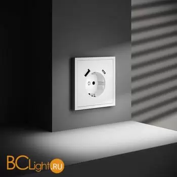 Розетка встраиваемая VOLTUM S70 с заземлением и защитными шторками, 16А, с USB, A+С, (белый матовый) VLS040502 - Фото 4