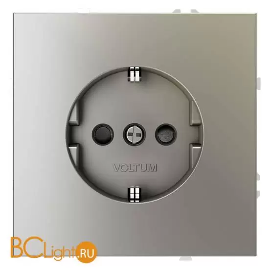 Розетка встраиваемая VOLTUM S70 с заземлением и защитными шторками, 16А, (шелк) VLS040204