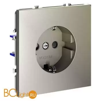 Розетка встраиваемая VOLTUM S70 с заземлением и защитными шторками, 16А, (шелк) VLS040204 - Фото 1