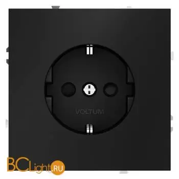 Розетка встраиваемая VOLTUM S70 с заземлением и защитными шторками, 16А, (черный матовый) VLS040208