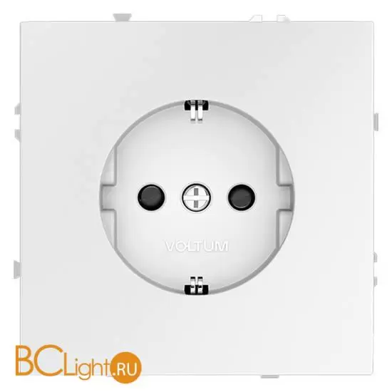 Розетка встраиваемая VOLTUM S70 с заземлением и защитными шторками, 16А, (белый матовый) VLS040202