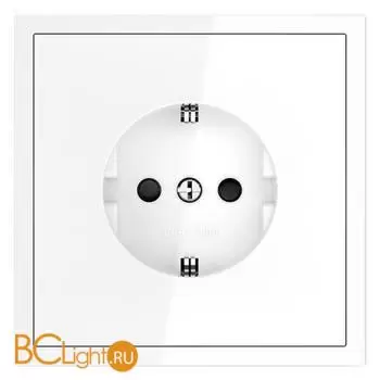 Розетка встраиваемая VOLTUM S70 с заземлением и защитными шторками, 16А, (белый глянцевый) VLS040201 - Фото 1