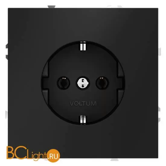 Розетка встраиваемая VOLTUM S70 с заземлением 16А, (черный матовый) VLS040108