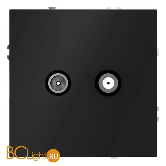 Розетка телевизионная встраиваемая VOLTUM S70 оконечная TV+SAT, (черный матовый) VLS060408